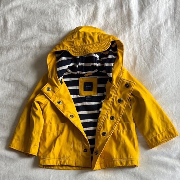 babyGap Yellow Kids Rain Hooded Jacket 6-12 Months - Picture 3 of 8